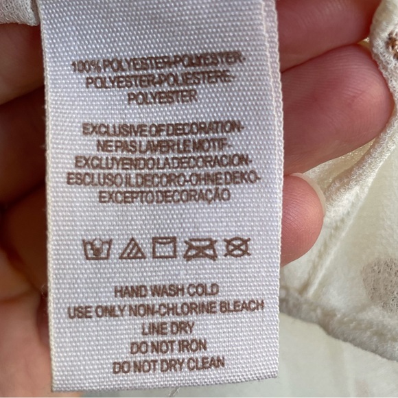 FREE PEOPLE Sheer Cream Metallic Gold Clip Dot Smocked Oversized Tunic Blouse - Picture 12 of 17